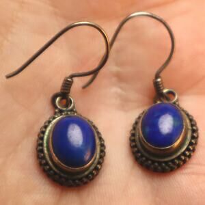 Vintage Sterling Lapis Dangle Earrings